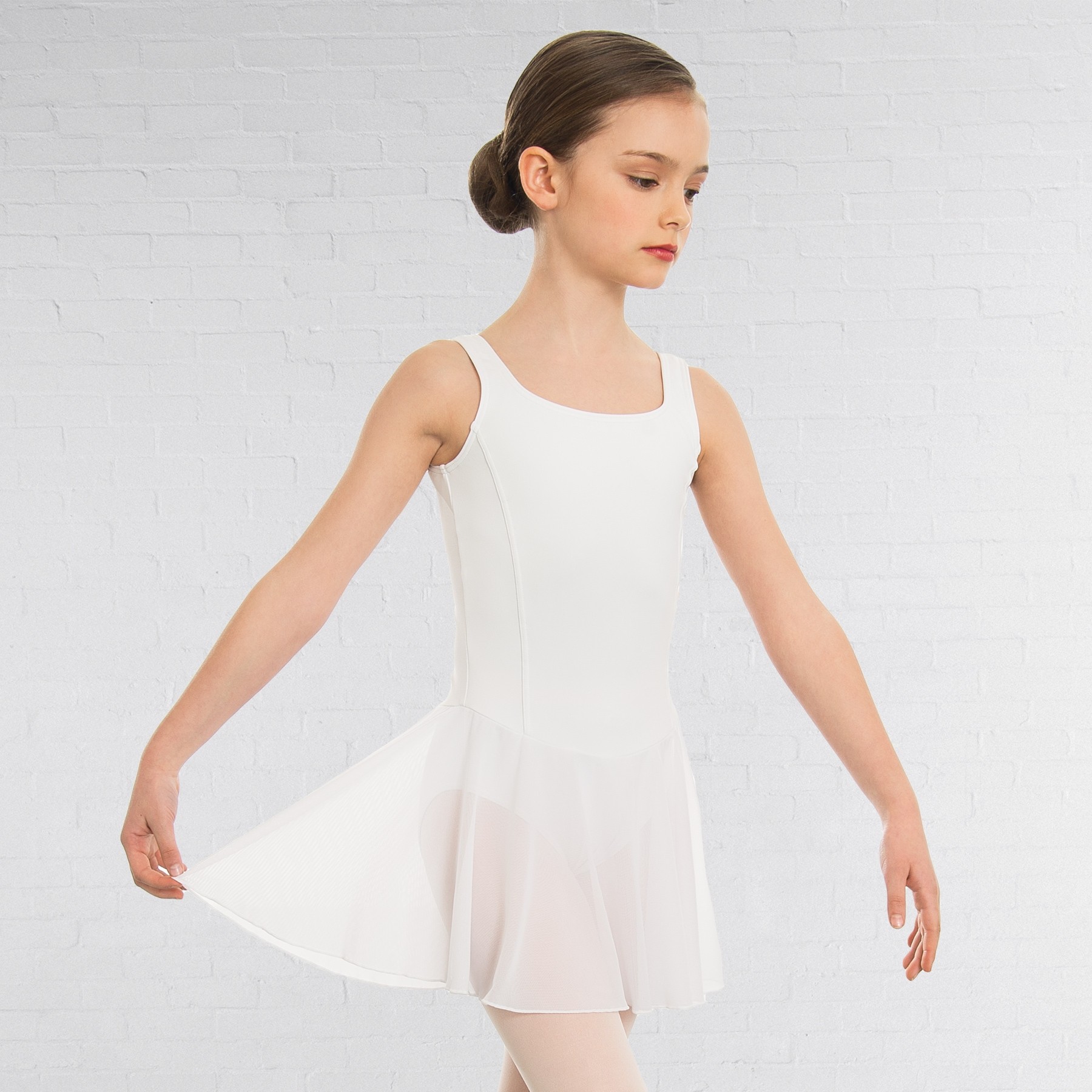 1st Position Meryl Skirted Leotard (White)