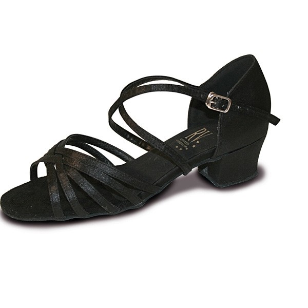 Roch Valley Bella Ballroom Satin Shoe X-Straps 1.2  inch Cuban Heel (Black)