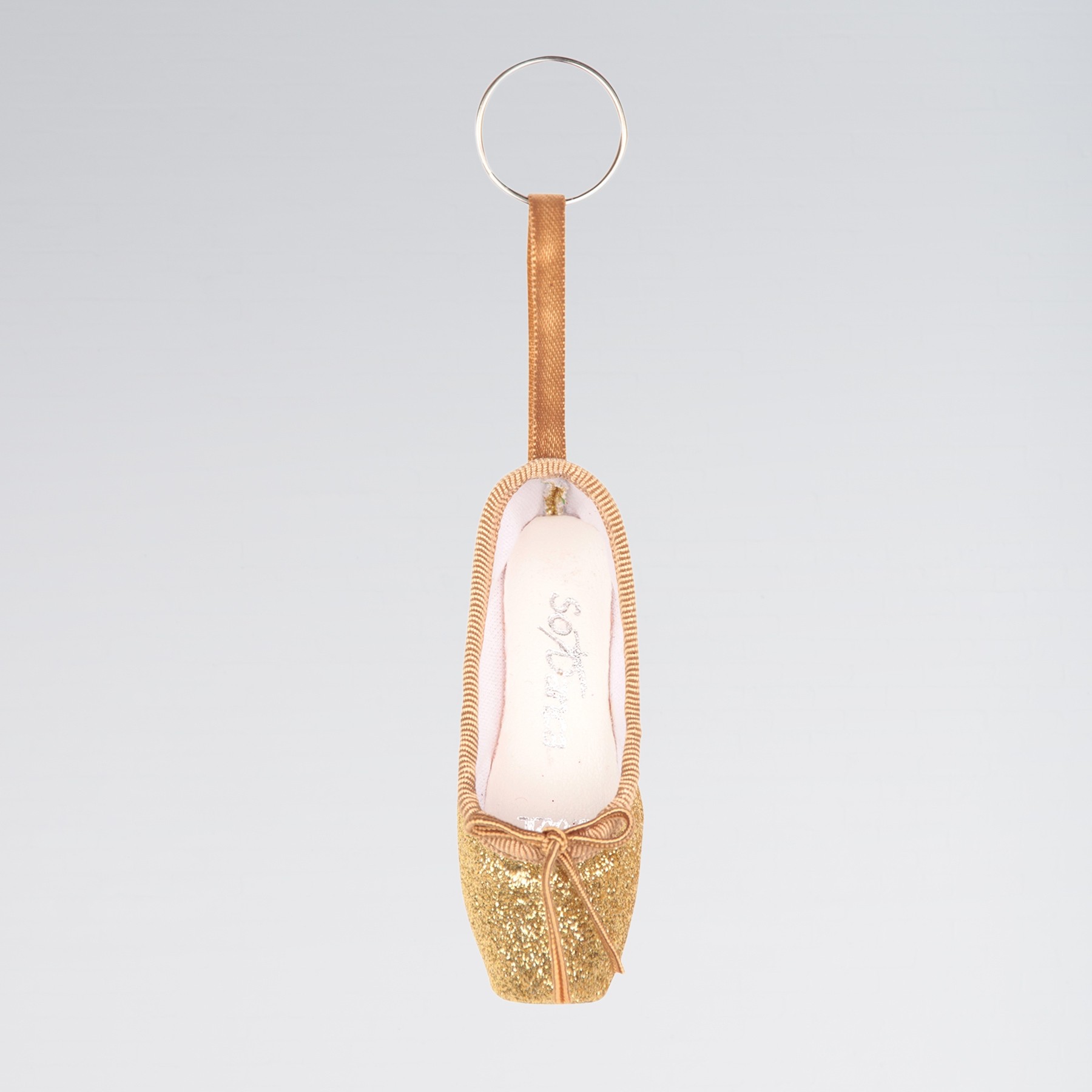 So Danca Mini Pointe Shoe Glitter Keyring Gold Glitter