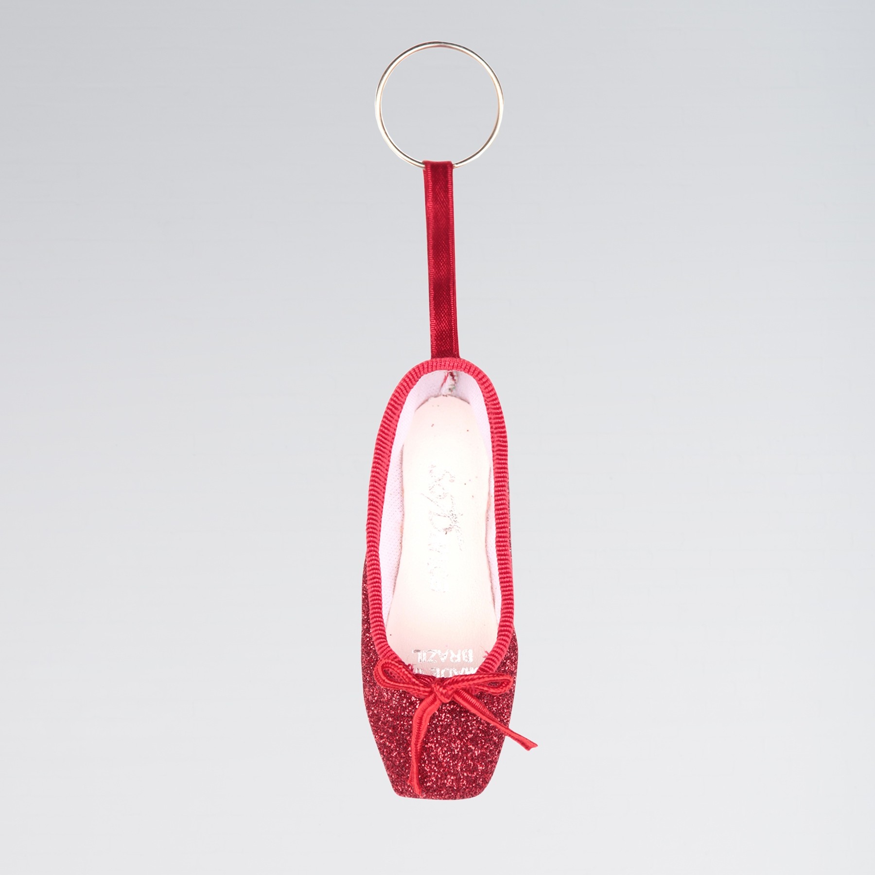 So Danca Mini Pointe Shoe Glitter Keyring Red Glitter