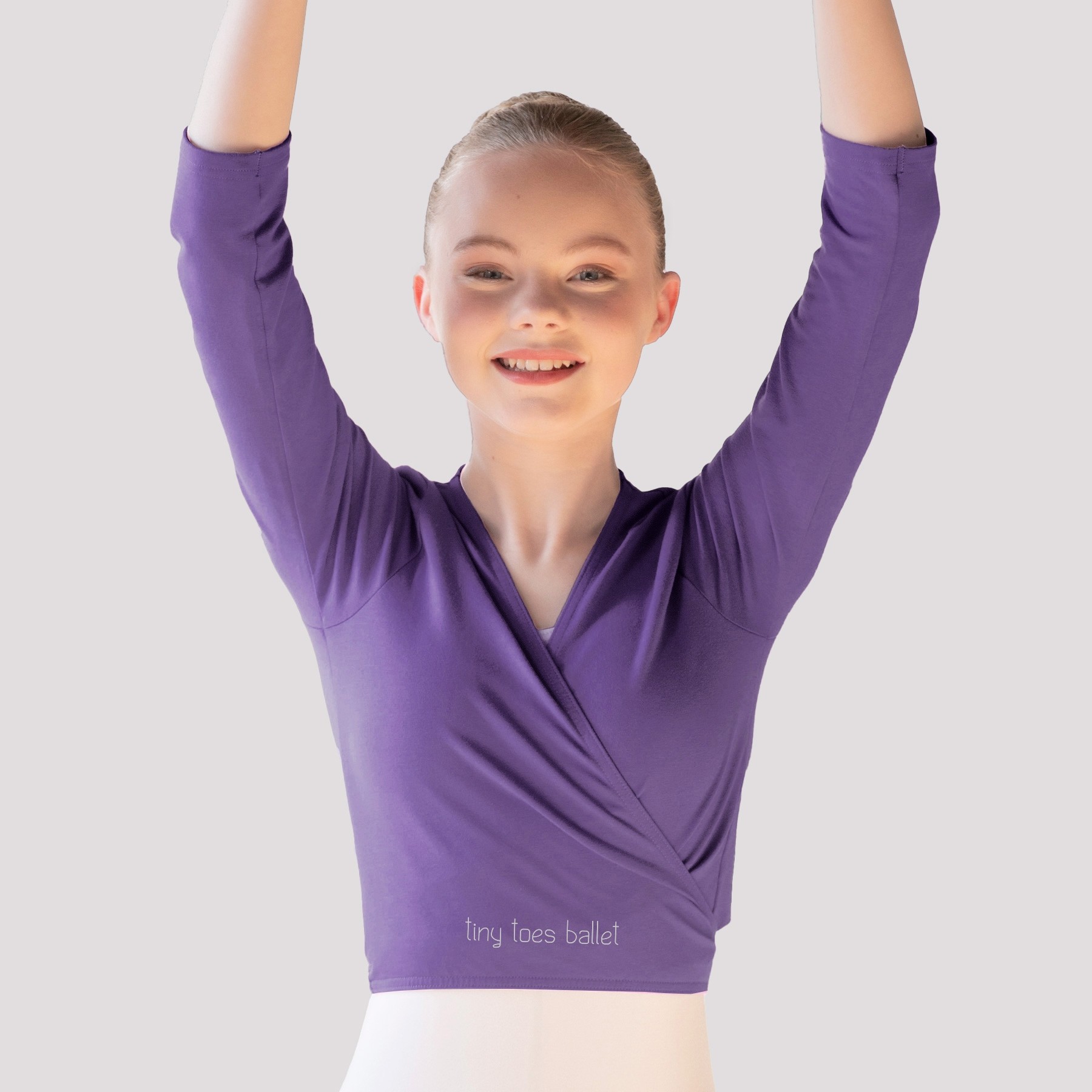 Tiny Toes Cotton/Poly X Over Cardigan 3/4 Sleeves (Lavender)