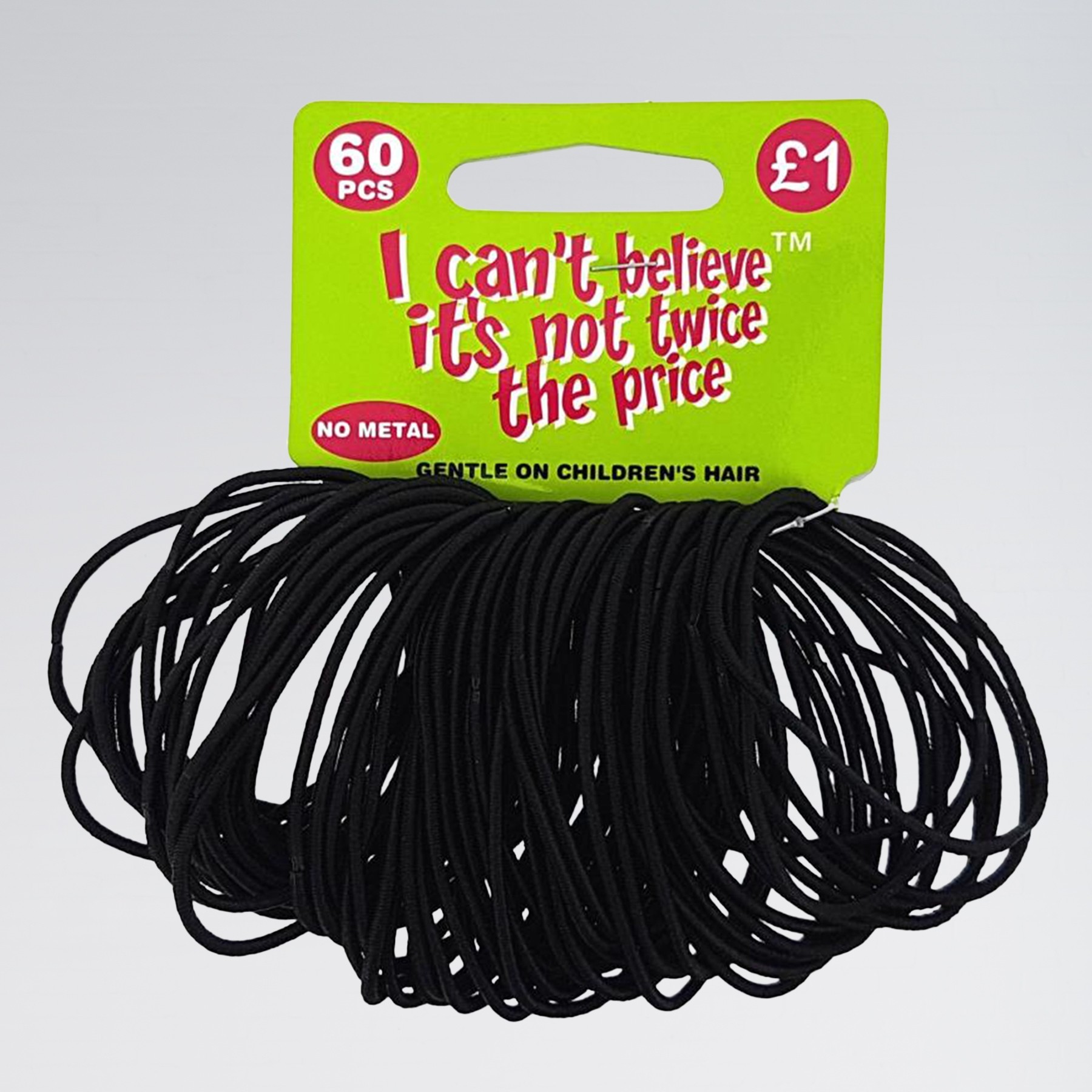 60 Non Metal Thin Black Hair Elastics