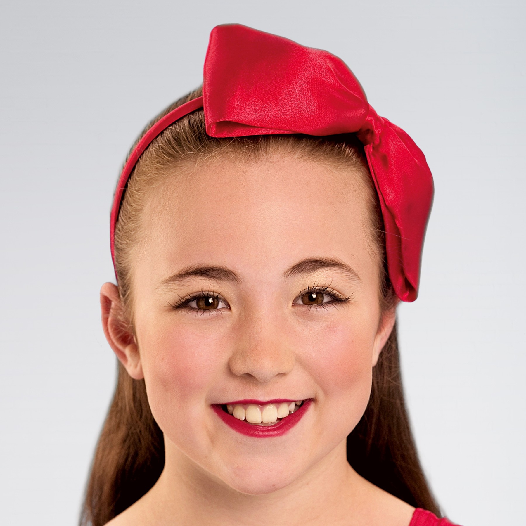 Large Satin Bow Alice Band - Red