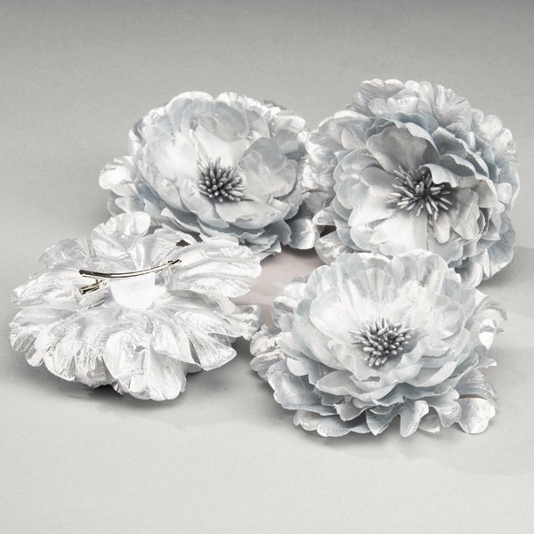 Silver Corsage Flower on Clip