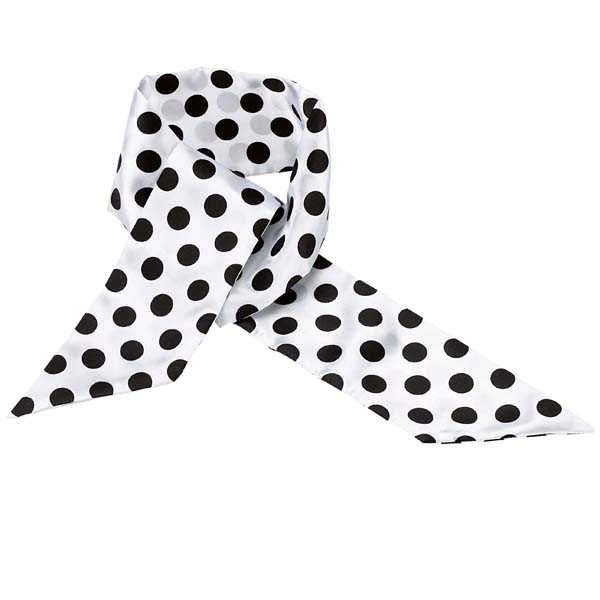 Satin Neck Sash White With Black Spots