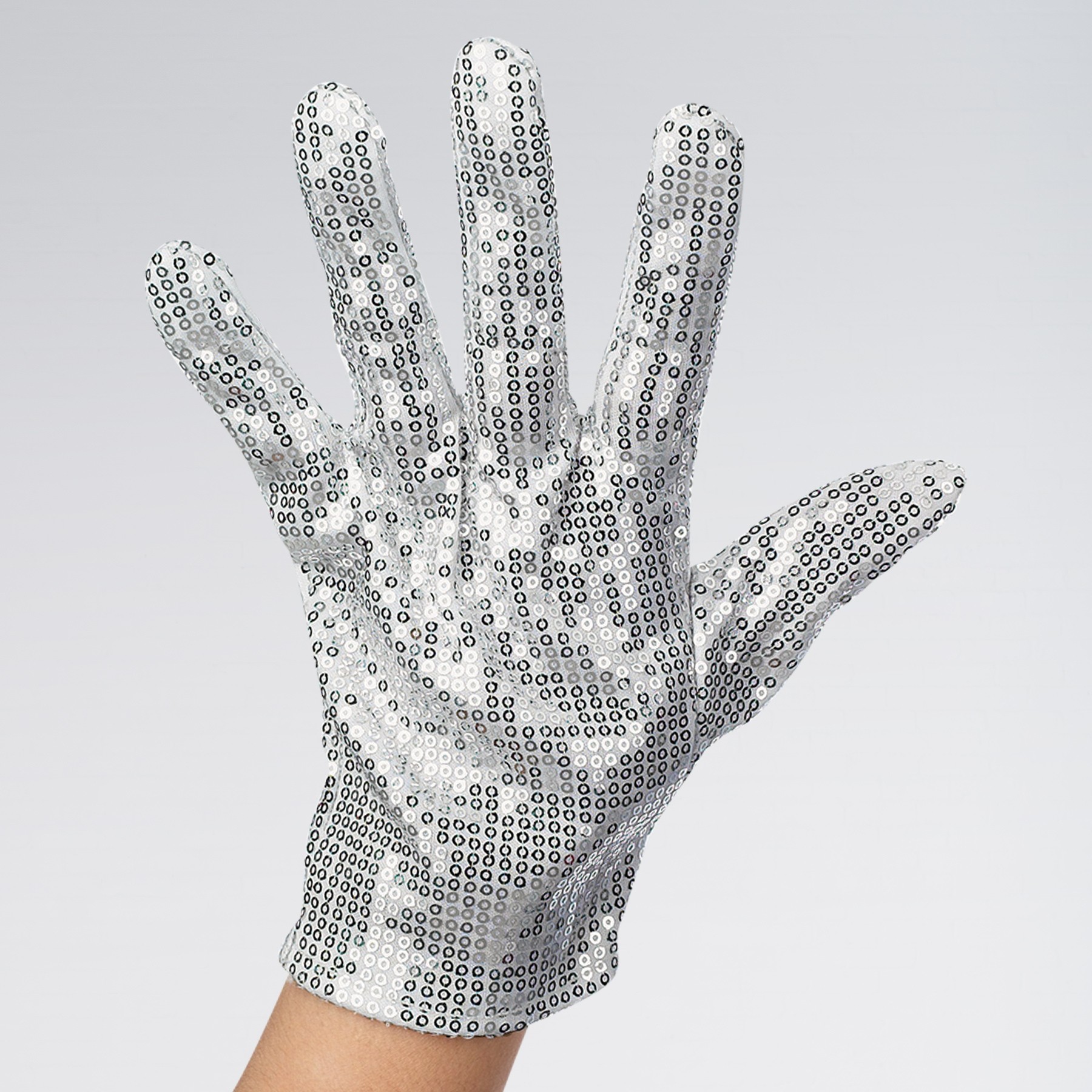 Single Silver Sequinned Glove (Double Sided)