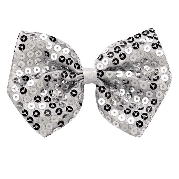 Silver Sequin Bow Tie