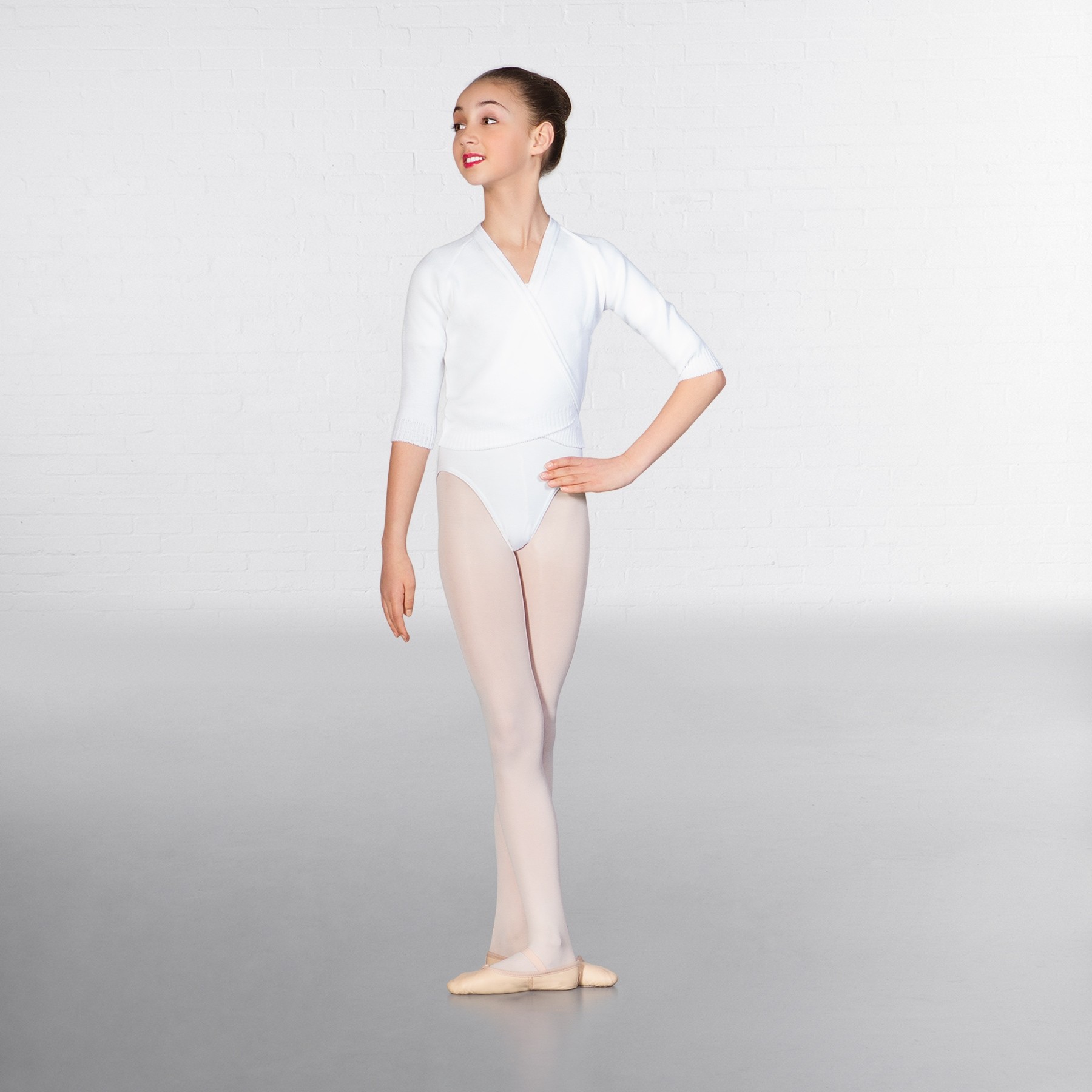 1st Position 3/4-Ärmel Wickeljäckchen (White)