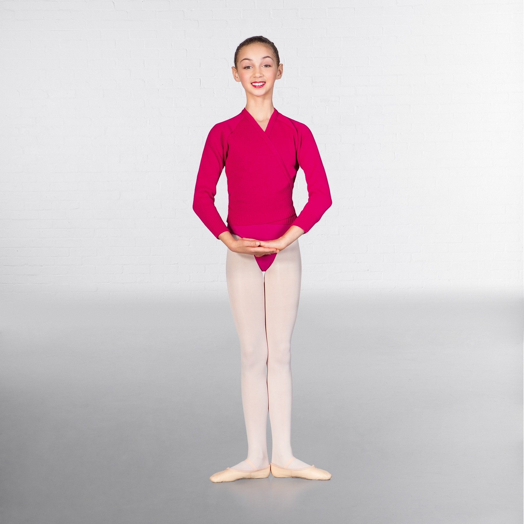 1st Position Long Sleeved Acrylic X-Over (Bright Raspberry)