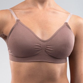 Silky Clear Back Bra with Padding (Dark Nude)
