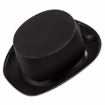 Satin Look Top Hat Black