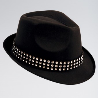 Schwarzer Trilby-Hut mit Edelsteinen