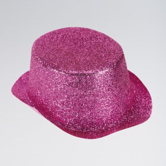 Plastic Glitter Top Hat Pink