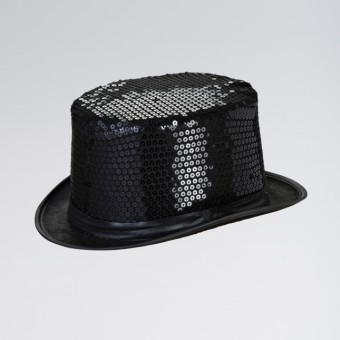 Mirrorspot Sequin Top Hat Black
