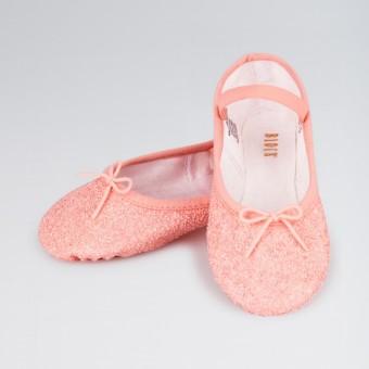Bloch Ballettschuhe mit ganzer Sohle und Glitzeroberfläche (Pink)