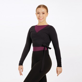 1st Position Wrap Front Jersey Top (Black)
