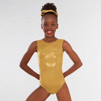 1st Position Kourtney Hologram Shine Sleeveless Leotard (Gold)