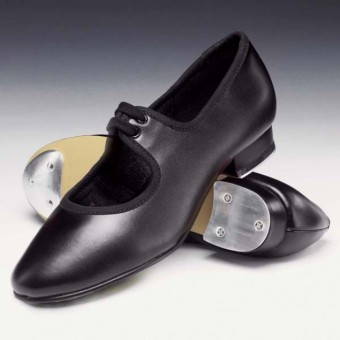 1st Position - Zapatos de Claqué de Tacón Bajo con Chapas en Punta y Talón (Black)