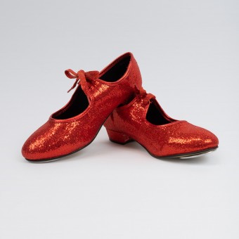 1st Position Hologram Low Heel Tap Shoe (Red)