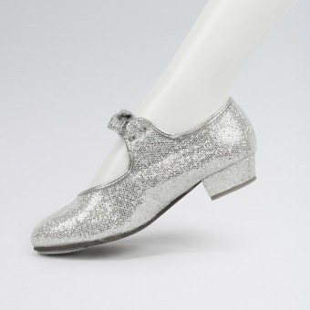 1st Position Hologram Low Heel Tap Shoe (Silver)