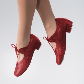 1st Position Hologram Low Heel Tap Shoe (Red)