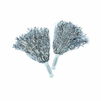 Silver Tinsel Pom Pom