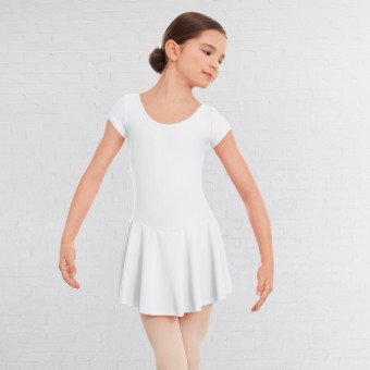 1st Position Trikot Maddy mit angenähtem Rock und Flügelärmelchen (mattes Nylon) (White)