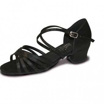 Roch Valley Bella Ballroom Satin Shoe X-Straps 1.2  inch Cuban Heel (Black)