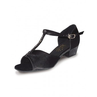 Roch Valley Jenny Ballroom Satin Shoe with T-Bar Straps with Diamantes 1.2 inch Cuban Heel