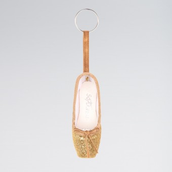 So Danca Mini Pointe Shoe Glitter Keyring Gold Glitter