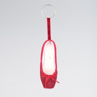 So Danca Mini Pointe Shoe Glitter Keyring Red Glitter