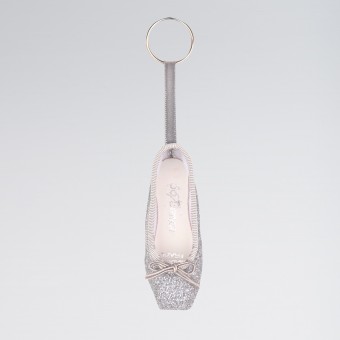 So Danca Mini Pointe Shoe Glitter Keyring Silver Glitter