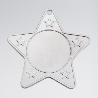 Star Shaped Medal (Takes 2.5cm centre)  Silver