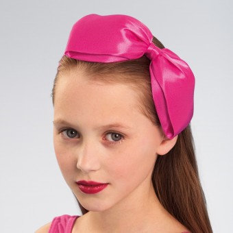 Large Satin Bow Alice Band - Pink