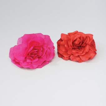 Large Fabric Rose on Clip and Pin Pink