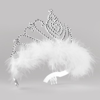 Tiara with White Marabou