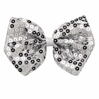 Silver Sequin Bow Tie