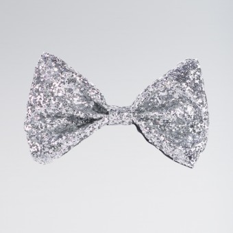 Glitter Bow Tie Silver