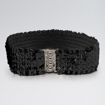 Black Stretch Sequin Belt